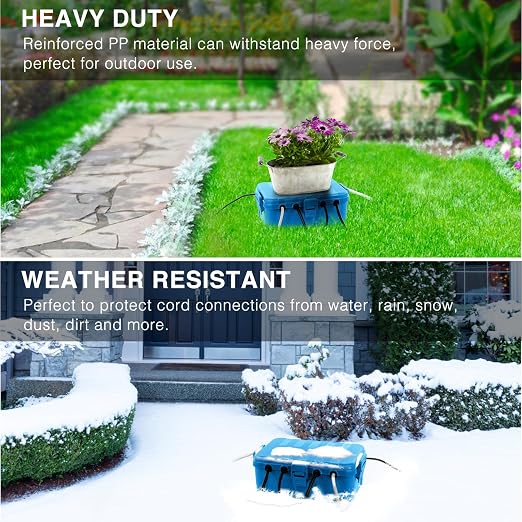 Flemoon Large Outdoor Electrical Box (12.5 x 8.5 x 5 inch), IP54 Waterproof Outdoor Extension Cord Cover Weatherproof, Protect Outlet, Plug, Socket, Timer, Power Strip, Holiday Light Decoration,Blue