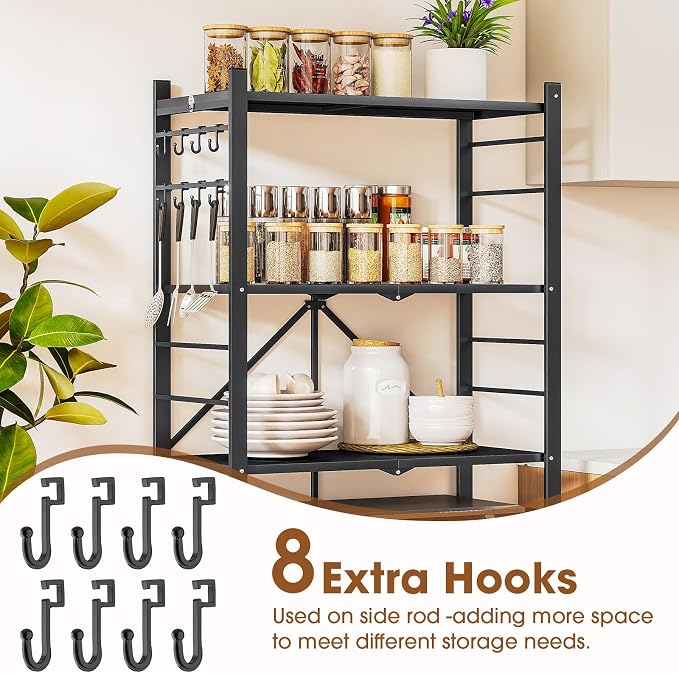 Fenbeli 5 Tier Folding Storage Shelf with Wheels – Heavy Duty Metal Organizer Rack, No Assembly Collapsible Utility Shelving Unit for Garage, Kitchen, Pantry, Basement, Office (Black-B, 5 Tier)