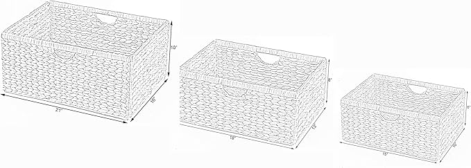 Vintiquewise Foldable Natural Water Hyacinth Storage Bin (Set of 3)
