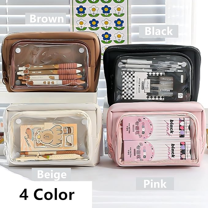 Large Pencil Pouch Big Pencil Case Big Capacity Aesthetic Pen Cosmetic Bag Pen Stationery Organizer Simple, College Office Home Travel Storage Bag (Purple)