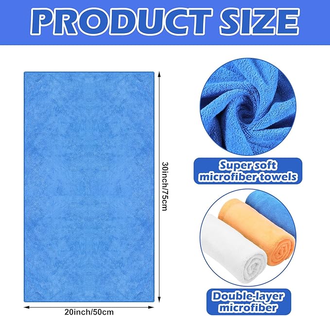 SmoothNovelty 10 Pcs Extra Large Microfiber Cloth 30" x 20" Large Floor Microfiber Towel Reusable Washable Free Lint Free Cloth Rag for Squeegee Mop Floor Window Housekeeping (White,Yellow)