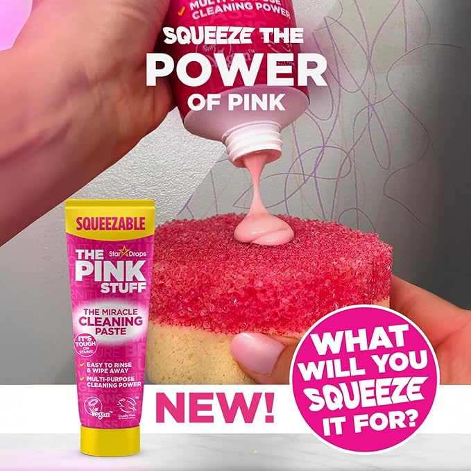 The Pink Stuff The Miracle Squeezable Cleaning Paste 300g Easy to Rinse Multi Purpose Cleaner for Kitchen Bathroom Cooktops Tiles Sinks Showers and More