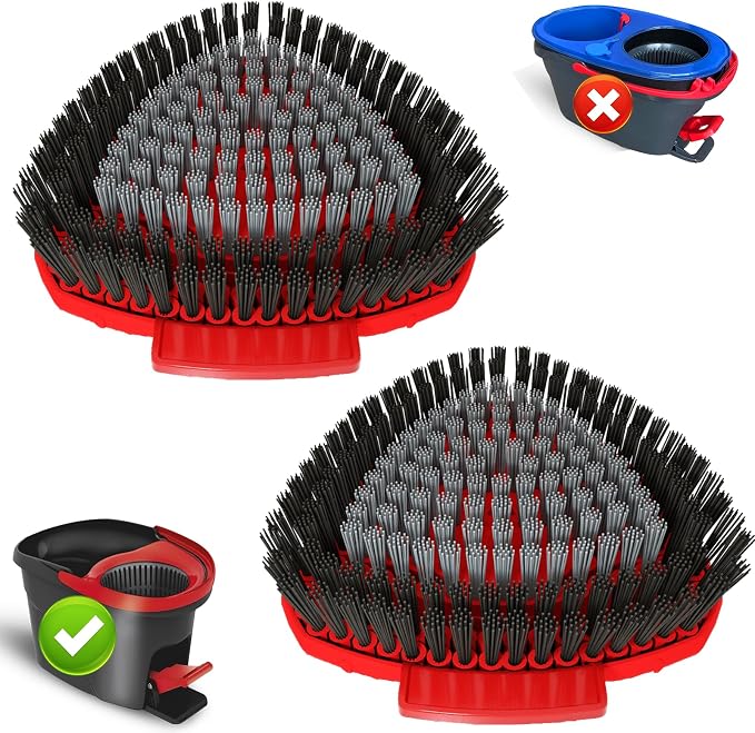 2 Pack Upgrade Scrub Brush Replace Heads Compatible with O Cedar EasyWring 1 Tank Spin Mop,Mop Replacement Scrubber Head Brush,Floor Cleaning Brush,More Layers of Bristles for Bathroom, Deck, Kitchen