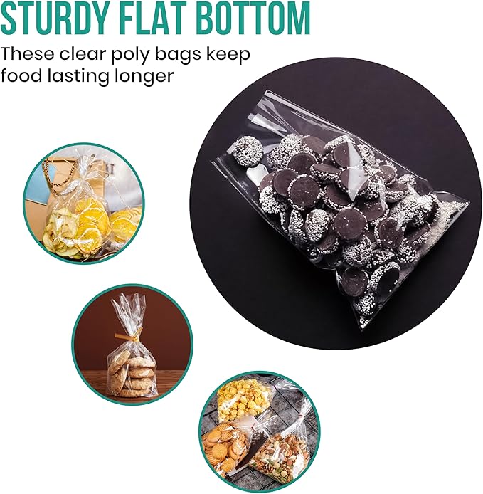 Levex - 4" x 5" (100 Count) Open End Flat Top - 3-Mil Heavy Duty Clear Poly Bags for Packaging, Shipping, Storage & Food (Bags Do Not Have a Seal or Prints)