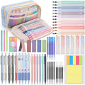DazSpirit 61 PCS Aesthetic School Supplies with Cute Pencil Case, No Bleed Highlighters, Gel & Erasable Pens, Mechanical Pencils, Refills, Complete College Essentials Stationery Kit for Women