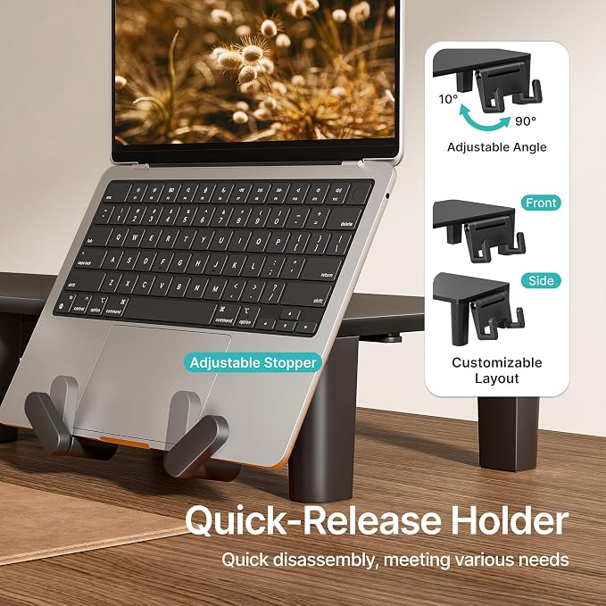 PEGZONE Ergonomic Monitor Stand Riser with Storage Drawer | Computer Riser For PC, Laptop,31.5" desk monitor stand,Desktop Shelf Organizer,For Home Office