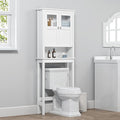Spirich Bathroom Over the Toilet Storage Cabinet with Glass Doors, White | Toilet Organizer with Adjustable Shelf, Anti-tipping Device, Wood, Elegant Modern Design, Space Saver for Tight Spaces