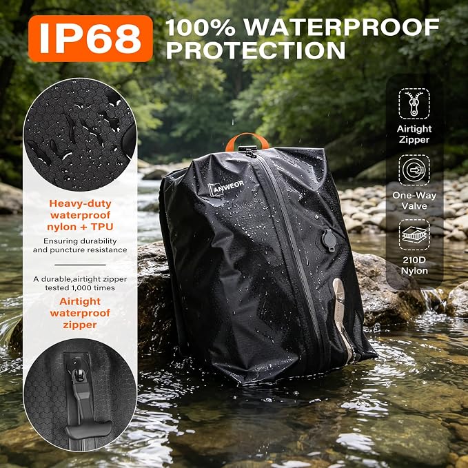 3 Pack Bag with Vacuum Travel for Suitcase, 23L Overpack Vacuum Bags w/Pump | IP68 Waterproof Compression Bags For Carry On Luggage&Backpacks, Reusable Nylon Vacuum Seal Bags For Clothing Travel Kit