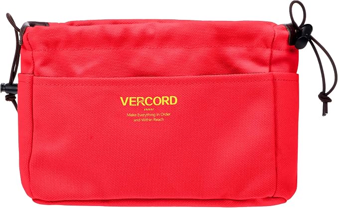 Vercord Canvas Handbag Organizers, Sturdy Purse Insert Organizer Bag in Bag, 10 Pockets Red Large