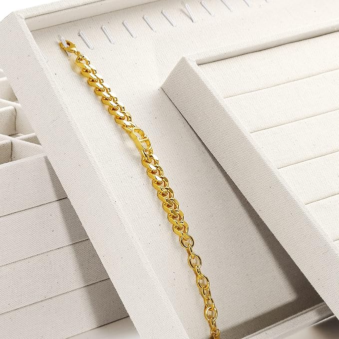 Oirlv Stackable 17 Hooks Sackcloth Jewelry Tray Necklace/Pendant/Long chain Display Showcase Organizer(Pack of 1,Beige)