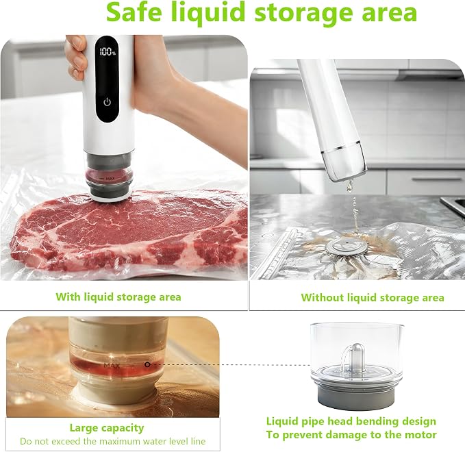 Compact Vacuum Sealer for Food Storage: Portable Handheld Food Sealer, 80kPa Suction, 1800mAh Battery, 30 Reusable Vacuum Bags, Preserve 5X Freshness with Easy Operation