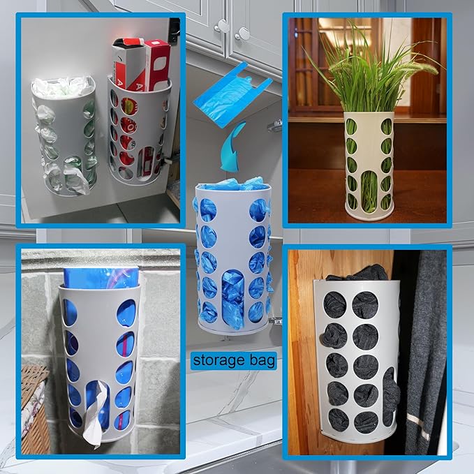 Kitchen Sink & Closet Grocery Plastic Bag Holder & Dispenser, Wall-Mounted Space Saver