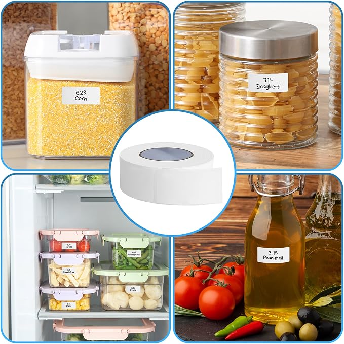 BLISKO 500 Pcs Removable Labels Easy Peel Off, 1x2 Inch Blank Food Label Stickers, Waterproof, Oil Resistant, No Residue, Freezer Tape for Labeling, Freezer Labels for Home, Restaurants & Catering