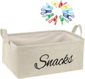 Newtay 17 Pcs Snack Basket Sets, Snack Storage Bin for Pantry Shelves with 16 Pcs 2 Inch Chip Clips, Basket Organizer for Kitchen, Chips, Popcorn, Candy, Pretzels (Cream-colored,Burlap)