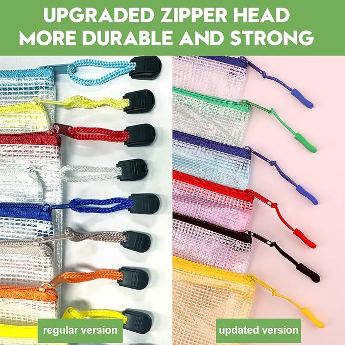 YOPCDJ 24pcs Mesh Zipper Pouch Bags A4 Zipper Bags for Classroom Organization, Waterproof Document Zipper Pouches for Cosmetics, Travel Storage File Bags for Office Supplie