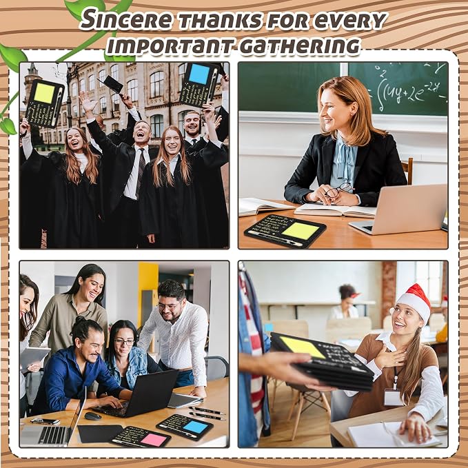 Kosiz 10 Set Employee Appreciation Gifts Bulk May You Be Proud Wooden Sticky Note Holder with Notes and Ballpoint Pens Appreciation Thank You Gift for Team Employee Office Supplies