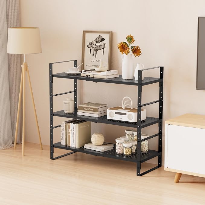 Multi-Functional Metal Shoe Rack, Space-Saving, Perfect for Entryway, Closet, Bathroom, etc. - Sturdy and Durable, High Weight Capacity（2PACKS/Black/Large