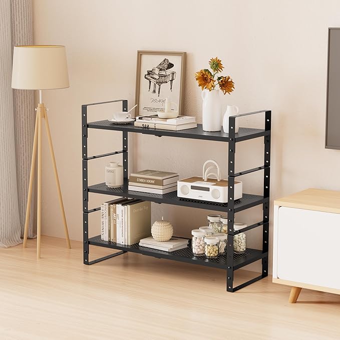 Multi-Functional Metal Shoe Rack, Space-Saving, Perfect for Entryway, Closet, Bathroom, etc. - Sturdy and Durable, High Weight Capacity(2PACKS/Black/Medium)