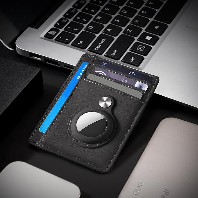 Slim Minimalist Front Pocket Air Tag Wallet, RFID Blocking Card Holder Wallet with Airtag Holder