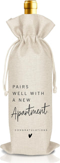 New Apartment Housewarming Gifts Pairs Well with a New Apartment Wine Gifts Bag First Home Gift Housewarming Party Decorations House Warming Gift for Women Men Couple Reusable Wine Wrap Bag (A21)