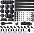 Cord Management Organizer Kit 4 Cable Sleeve split 192PCS Cable Management | 41Self Adhesive Cable Clips Holder, 10pcs and 2 Roll Self Adhesive tie ,100 Fastening Cable Ties, for TV Office Car Desk Home
