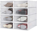 8-Piece Boot and Shoe Storage Box, Stackable Clear Plastic Shoe Box, Space-Saving Shoe Organizer for Boots, Sneakers, and High Heels, Clear