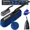Flash Dog Wood Car Duster & Interior Brush Kit | Scratch-Free Waterless Exterior/Interior Cleaning for Car, SUV, Truck, RV | Waxed Cotton & Microfiber