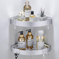 DUFU Adhesive Corner Shower Caddy with Hooks,Bathroom Shower Organizer, No Drilling Rust Proof Aluminum Shower Shelf for Inside Shower 2 Pack (Silver)