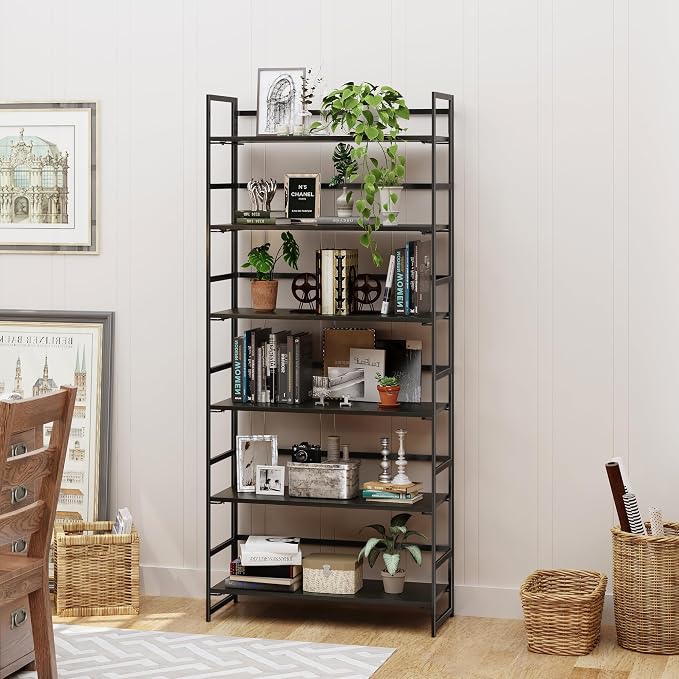 BHG Vintage Multifunctional Folding Bookshelf, No-Assembly Plant Stand Storage Rack Shelves for Home Office