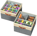 Shoe Organizer for Closet, 2 Pack Foldable Shoe Storage Organizer Box Bin with Adjustable Dividers and Clear Cover, Fits up to 16-32 Pairs（Grey&Beige）
