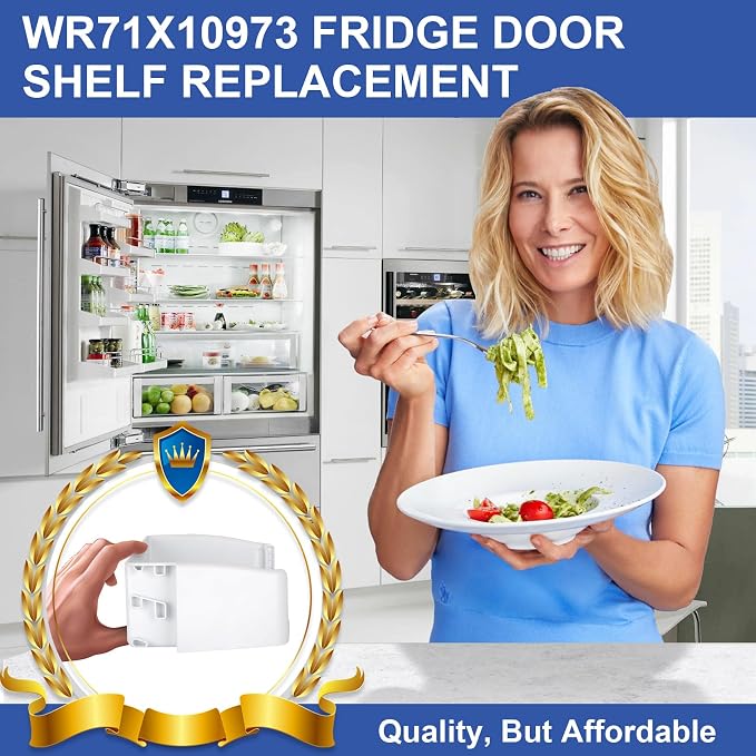 UPGRADED WR71X10973 Refrigerator Door Bin Shelf Replacement Compatible with General Electric (GE) HotPoint Fridge Middle Shelf Parts (NO FRONT)Replace WR71X10253,WR71X10607,2313915,AP5628753,PS3513394