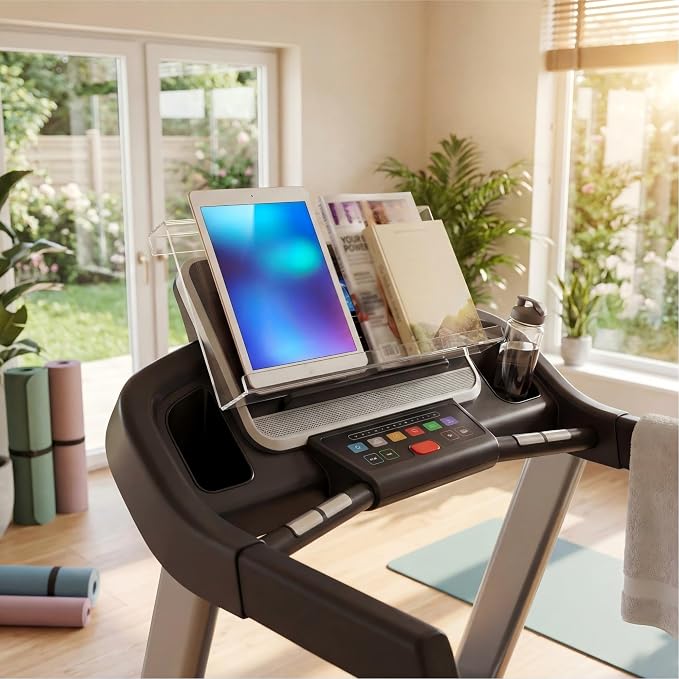Jetec Treadmill Book Holder, Clear Acrylic Reading Rack for Treadmill Tablet Rack Universal Holder Tablet Magazines Books for Gym Exercising(9 x 8 x 2.5 Inches)