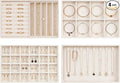 Velvet Jewelry Drawer Organizer Trays Set - 4-Layer Stackable Jewelry Storage Inserts for Earrings, Rings, Necklaces, Bracelets, Removable Dividers Display Case, Dresser Vanity, Gift for Women