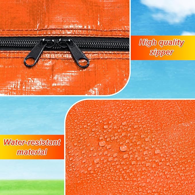 6 Pcs 66 Gallon Extra Large Moving Bags Heavy Duty Storage Bag with Strong Zipper Handle Foldable XXL Jumbo Storage Tote Packing Moving Box for College Dorm Travel Cloth Duffle (Orange)