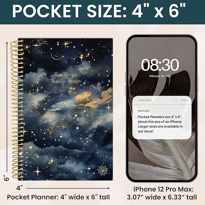 bloom daily planners 2026-2027 Academic Year Pocket Planner (July 2026 - July 2027) 13 Months - SMALL 4” x 6” Weekly Monthly Agenda Organizer & Calendar Book - Midnight Sky