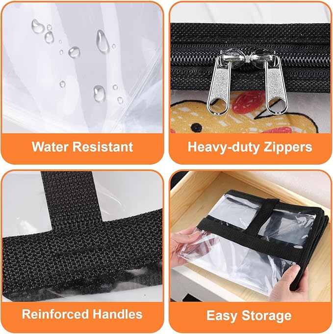 SpaceTrove Clear Storage Bags, 4 Pack Under Bed Storage and Closet Organizers Containers, Vinyl Foldable Heavy-Duty Moving Bags with Zippers for Comforter, Bedding, Duvet, Blanket & Toy Storage, 40L