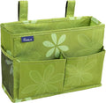 Surblue Bedside Caddy Hanging Bed Organizer Storage Bag Pocket for Bunk and Hospital Beds, College Dorm Rooms Baby Bed Rails,Camp Chiars，Wheelchair Side Bag，4 Pockets and 2 Hooks (Flower)