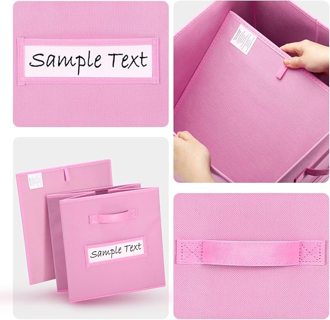 Fabric storage cubes (8 Pack) 11 Inch Cube Storage Bin, cube organizer bins with 8 Labels Window Cards & a Pen, Foldable cube organizer bins and Storage Box, Light Pink