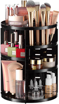 360 Rotating Makeup Organizer - Adjustable Shelf Height and Fully Rotatable. The Perfect Cosmetic Organizer for Bedroom Dresser or Vanity Countertop. (Black)