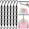 HOUSE DAY College Dorm Essentials 6 Pack, Multifunctional Closet Organizers | Back to School, Closet Organizers and Storage Magic Space Saving Hangers with 5 Holes, Storage Organization for Closet- Black