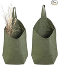 100% Linen Hanging Storage Bags Baskets 2 Pcs, Small Wall Storage Bag for Kitchen, Bedroom, RV Camper Organizer, Sewing Room, Nursery Storage, Kids Room, Army Green