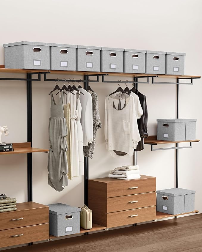 Oterri File Organizer, File Box, File Cabinet for Letter File Folder Storage, Hanging File Organizer for Office/Decor/Home,Document Organizer, 1 Pack,Gray-White-Box Only