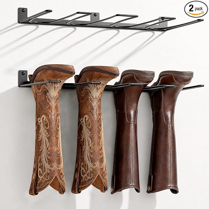 ORLESS Wader Hangers 4-Pair Boot Rack Garage Storage, Cowboy Boot Holder, Metal Wire Organizer for Entryway
