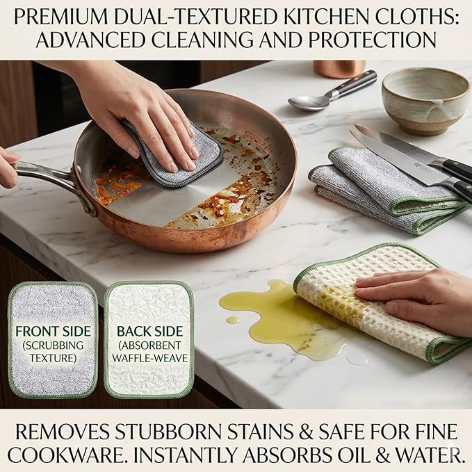 30PCS Double Side Non Scratch Wire Dishcloths,Reusable Multipurpose Wire Dishwashing Rags for Wet and Dry,Reusable Metal Scrubbing Pads Sponge Cloths for Kitchen, Sinks, Pots, Pans (Style B,10pcs)