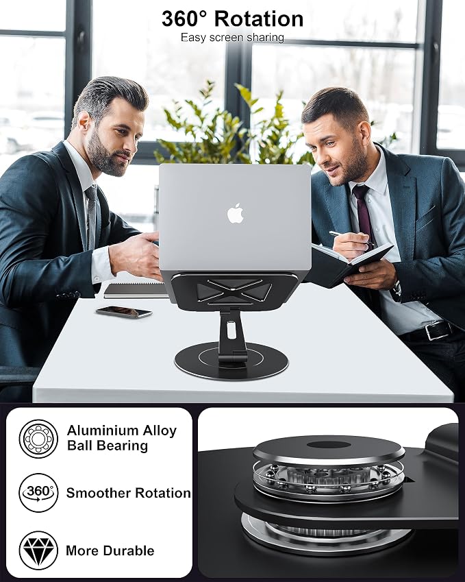 LOXP Ultra-Stable Laptop Stand for Desk with Larger Base | Military-Grade Aluminum Anti-Loosening Structure - Height Adjustable Laptop Stand Suitable for 10-17.3 inch