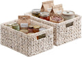 StorageWorks Large Wicker Baskets for Storage, Water Hyacinth Storage Baskets for Organizing, Wicker Storage Baskets for Shelves, White, 2-Pack, Large & Medium