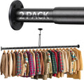 BaiNong Closet Rods for Hanging Clothes Adjustable 17"-108" Black 2 Pack | Heavy Duty Closet Rod for Closet Wardrobes,Walk-in Closet, Laundry RV With an Anti-Bending System