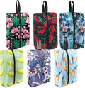 BeeGreen Shoe Bags 6 Pack Flower Design for Travel with Handle as Packing Organizers for Suitcase and Luggage | Portable Nylon Storage Accessories for Vacations, Essential Gifts for Women and Men
