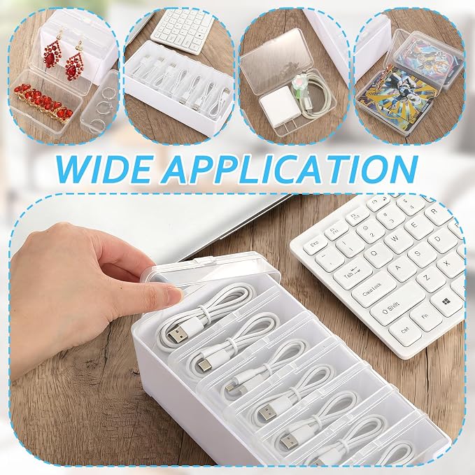 4 Set Cable Organizer Box with 28 Clear Switch Case Power Cord Organizer Desktop Cable Management Box Desktop Charger Cord Storage Organizer Box for Office Home Desk Accessories Stationery Supplies