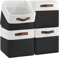 Patvingot Fabric Storage Cubes 11", 4 Pack, with PU Pull Handles,Foldable | For accessories on cube shelves or in closets; reinforced opening, pull-out access, folds flat when empty,white and black